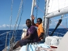Mr Benson and Mr Ivan, teachers from Sangalai School in the Maskelynes sailing to Port Vila 2010